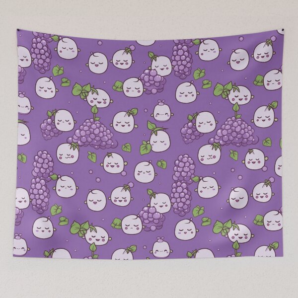 Item preview, Sweet cute grape pattern in purple background designed and sold by imagenia.