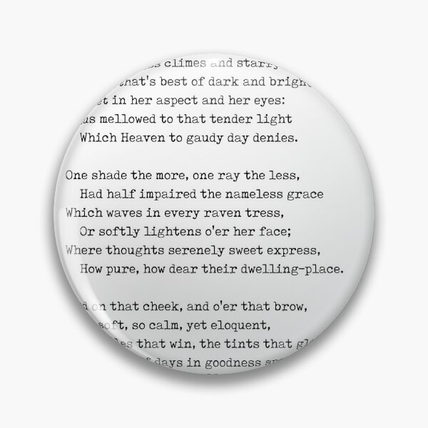 Item preview, She Walks In Beauty - George Gordon Byron Poem - Literature - Typewriter Print designed and sold by Studio Grafiikka.