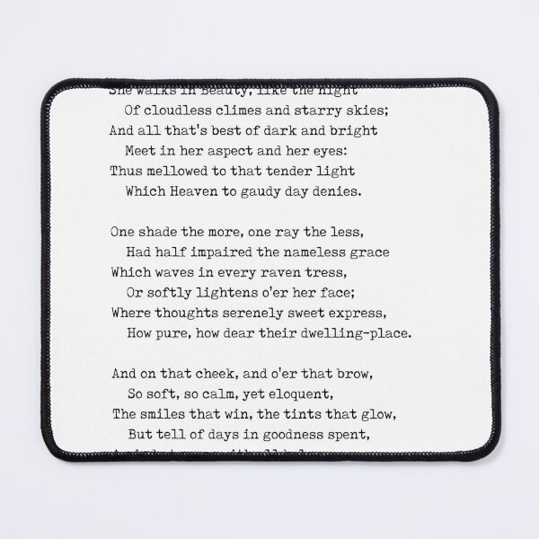 Item preview, She Walks In Beauty - George Gordon Byron Poem - Literature - Typewriter Print designed and sold by Studio Grafiikka.