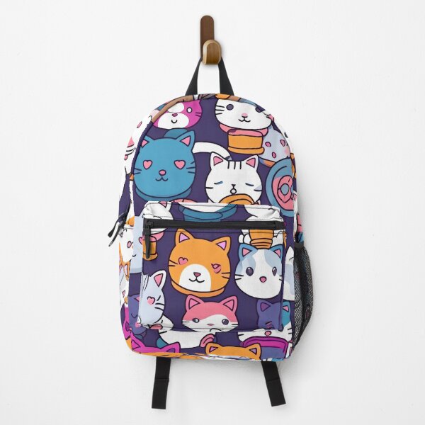 Item preview, Whisker Wonderland: Lively Manga-inspired Cat Pattern in Dark Cyan and Purple designed and sold by HappyPapaJohnny.