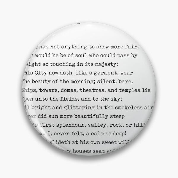 Item preview, Composed Upon Westminster Bridge - William Wordsworth Poem - Literature - Typewriter Print designed and sold by Studio Grafiikka.
