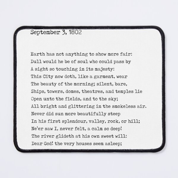 Item preview, Composed Upon Westminster Bridge - William Wordsworth Poem - Literature - Typewriter Print designed and sold by Studio Grafiikka.