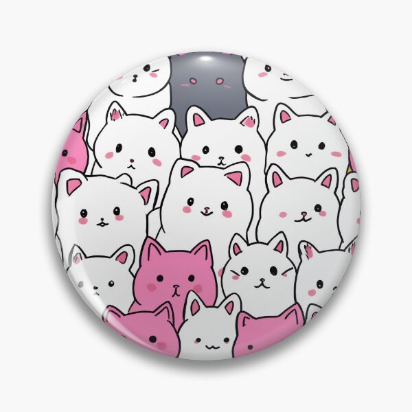 Item preview, Whisker Wonderland: A Big Bunch of Cute Kawaii Cats in Dark White and Pink designed and sold by HappyPapaJohnny.