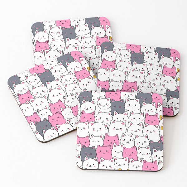 Item preview, Whisker Wonderland: A Big Bunch of Cute Kawaii Cats in Dark White and Pink designed and sold by HappyPapaJohnny.