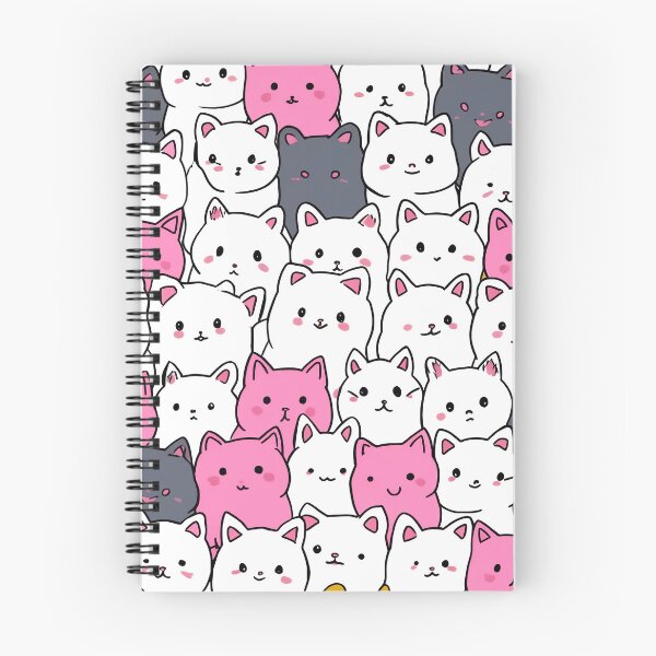 Item preview, Whisker Wonderland: A Big Bunch of Cute Kawaii Cats in Dark White and Pink designed and sold by HappyPapaJohnny.