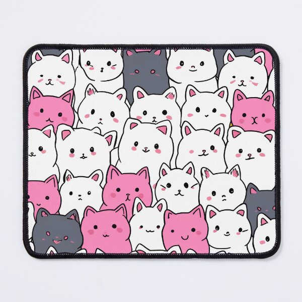 Item preview, Whisker Wonderland: A Big Bunch of Cute Kawaii Cats in Dark White and Pink designed and sold by HappyPapaJohnny.