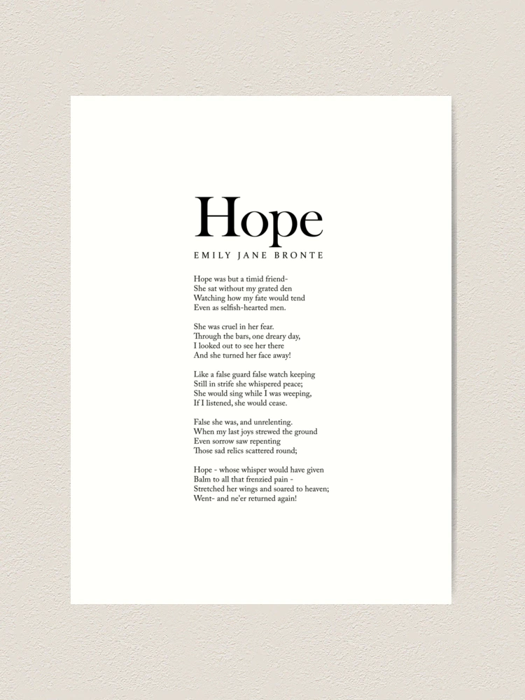 Hope - Emily Jane Bronte Poem - Literature - Typography