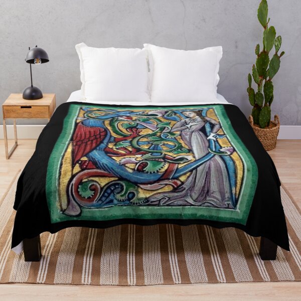 Item preview, Lady with a dragon, Medieval monster, Bestiary, Dragon in the frame, letter U designed and sold by KramMargot.