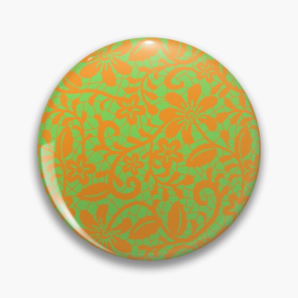 Item preview, "Vibrant Botanical Elegance: Green Floral Lace on Orange Delight" designed and sold by SoulthreadzStudio.