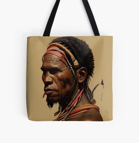 Aboriginal Tribesman All Over Print Tote Bag