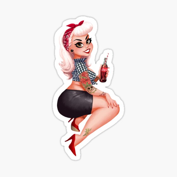 Wanda - rockabilly with white hair Sticker