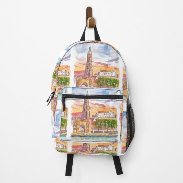 Item preview, Landshut Bavaria Morning View of City Gate Church and Trausnitz designed and sold by artshop77.
