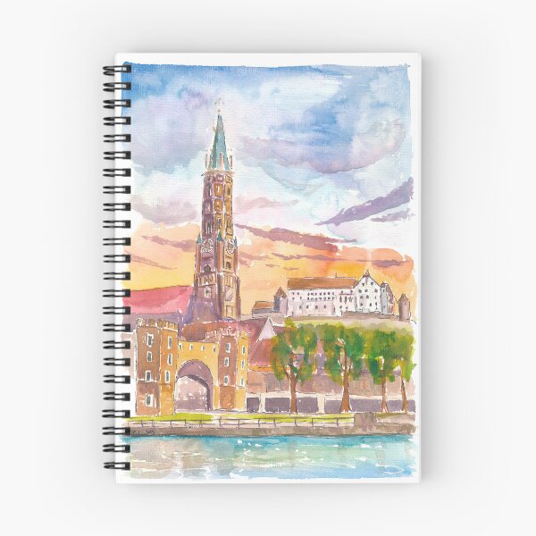 Item preview, Landshut Bavaria Morning View of City Gate Church and Trausnitz designed and sold by artshop77.