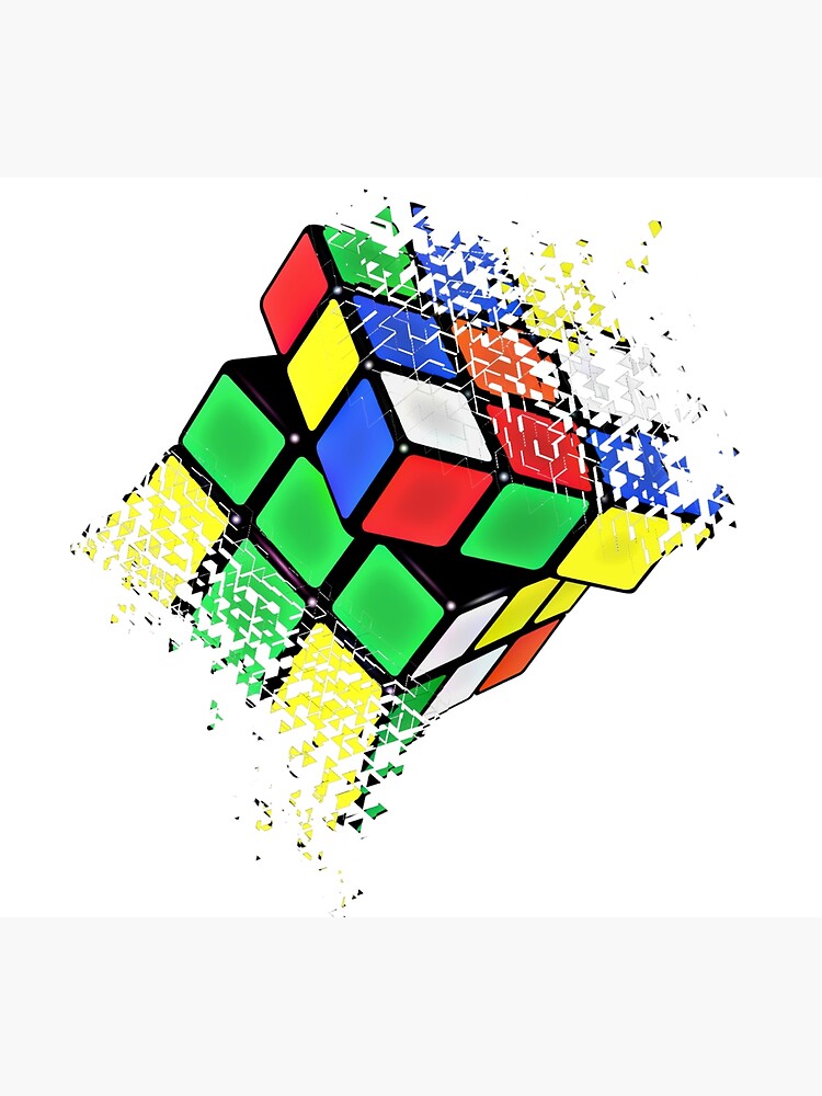Discover Rubik Cube Shattered Art T-Shirt Premium Matte Vertical Poster