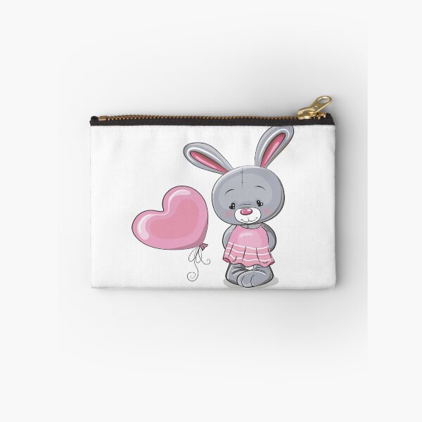 Item preview, brown rabbit holding heart balloons designed and sold by Norris-Home19.