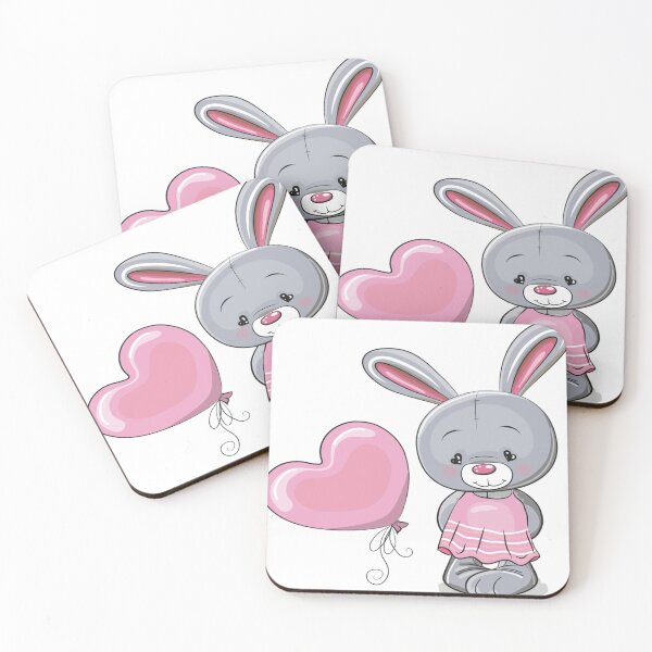 Item preview, brown rabbit holding heart balloons designed and sold by Norris-Home19.
