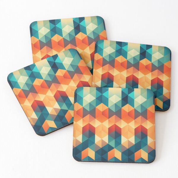Item preview, Retro Isometric Illusion: Geometric Triangles in Dark Orange and Light Aquamarine with Color Gradients and Dimensional Twist designed and sold by Bee Happy Creative™.