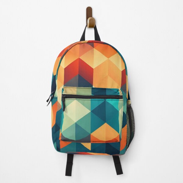 Item preview, Retro Isometric Illusion: Geometric Triangles in Dark Orange and Light Aquamarine with Color Gradients and Dimensional Twist designed and sold by Bee Happy Creative™.