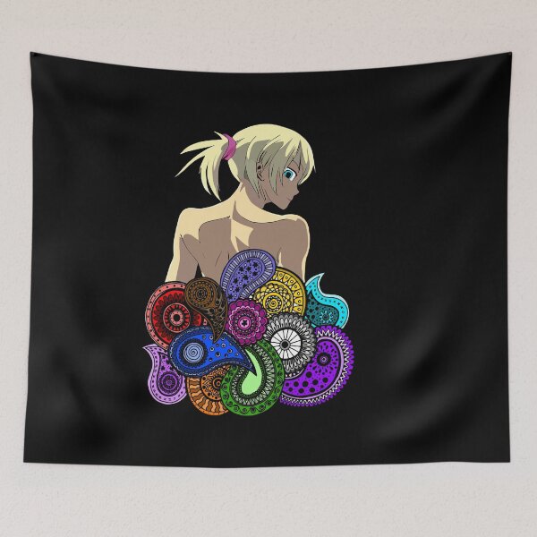 Item preview, Anime girl power with mandala / henna rainbow designed and sold by MaveArts.