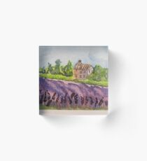 Water Color Lavender Field Acrylic Block