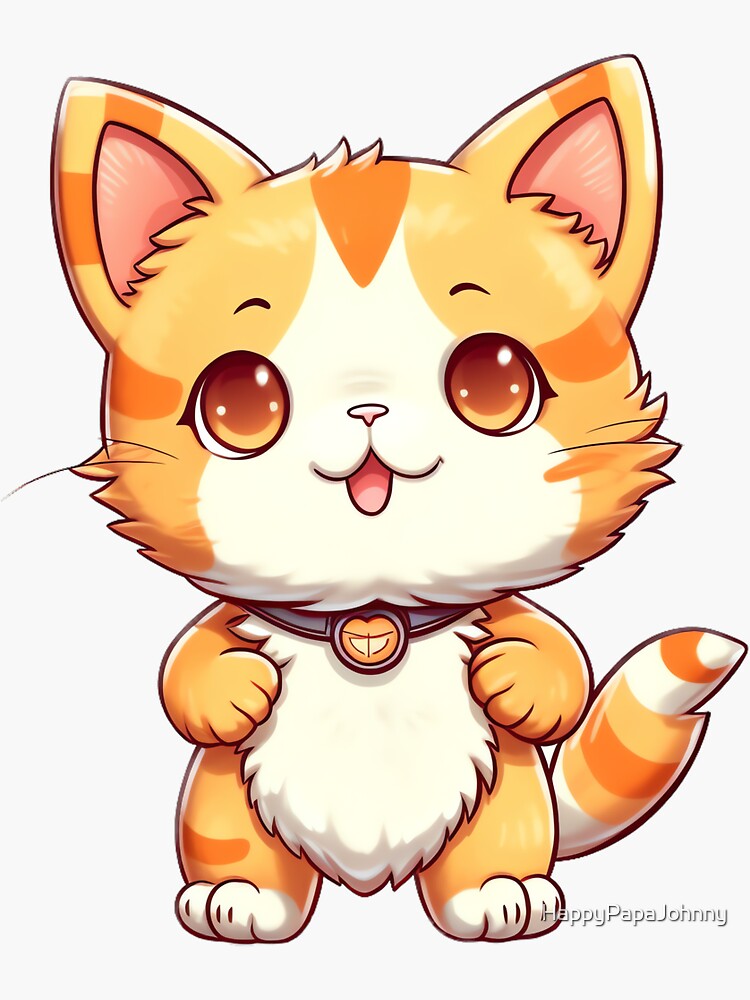 Cute Kitten Kawaii Character Sticker Set Cat With Anime Face