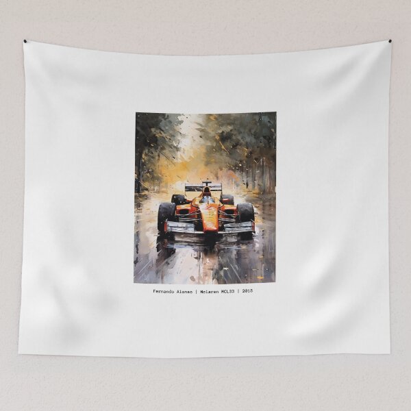 Item preview, Fernando Alonso 2018 Mclaren MCL33 F1 Watercolour Painting Print  designed and sold by PicTechNowArt.