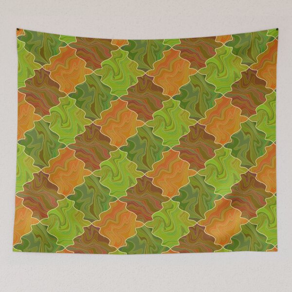 Item preview, Abstract brown, gold, orange and green checkered marble pattern designed and sold by Osting.