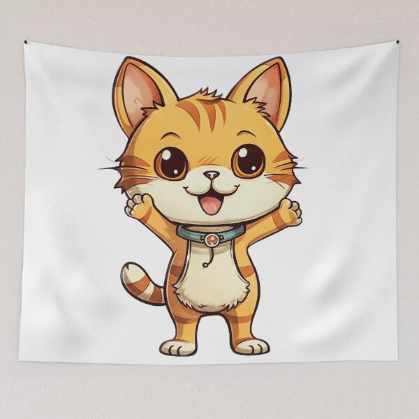 Item preview, Pawsitively Delightful: Happy Cartoon Cat with Charming Kawaii Vibes designed and sold by HappyPapaJohnny.