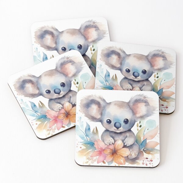Item preview, Watercolor cute koala bear with flowers designed and sold by rainseedart.