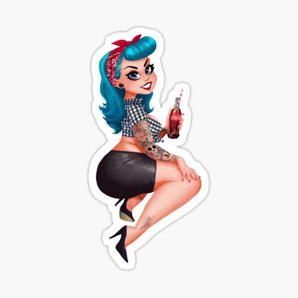 Wanda - rockabilly with teal hair Sticker