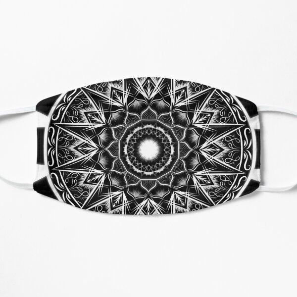 Mandala Pattern Black and White Flat Mask