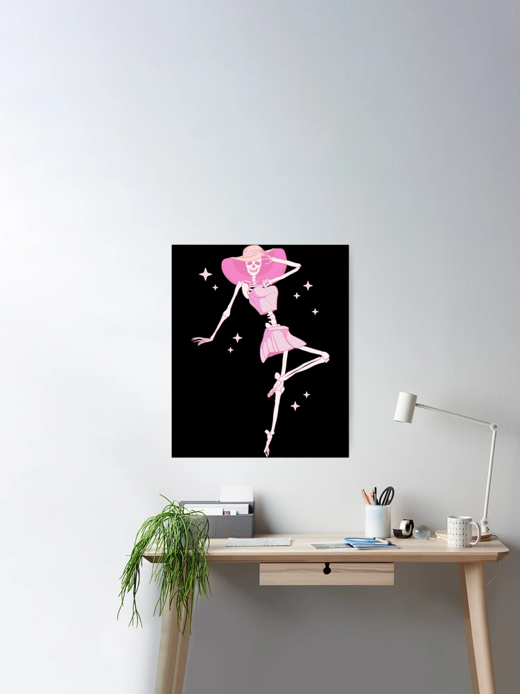 Coquette Aesthetic Pink Skeleton Downtown Aesthetic Girl Poster