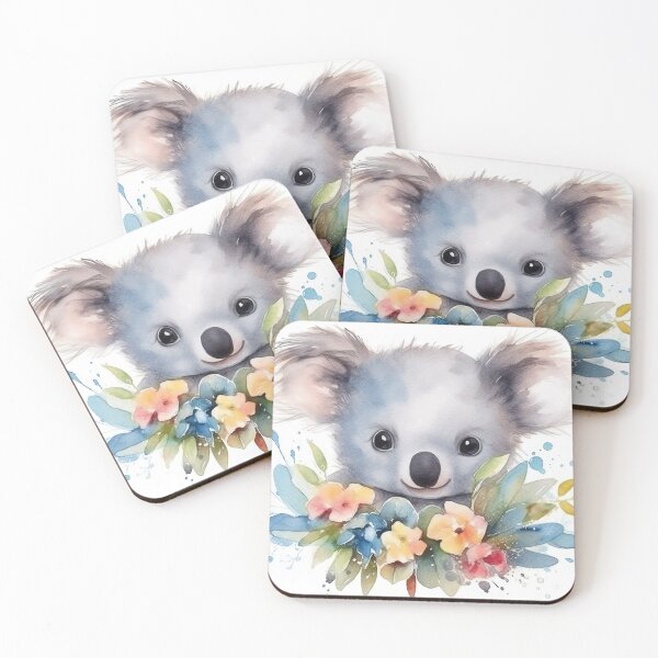 Item preview, Watercolor cute koala bear with flowers designed and sold by rainseedart.