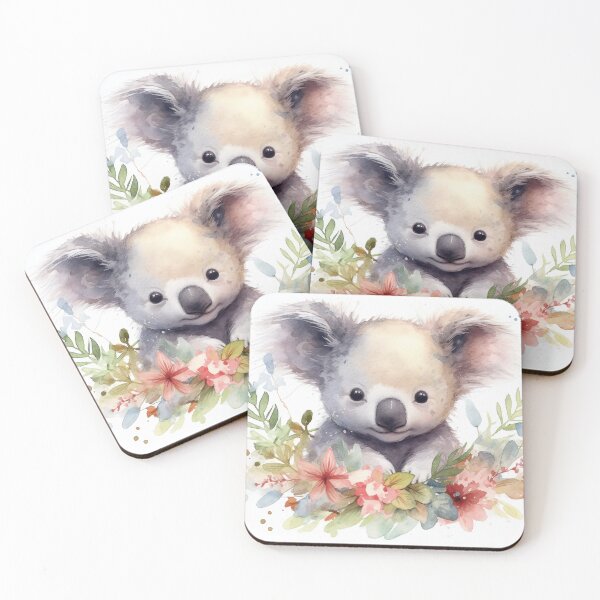 Item preview, Watercolor cute koala bear with flowers designed and sold by rainseedart.