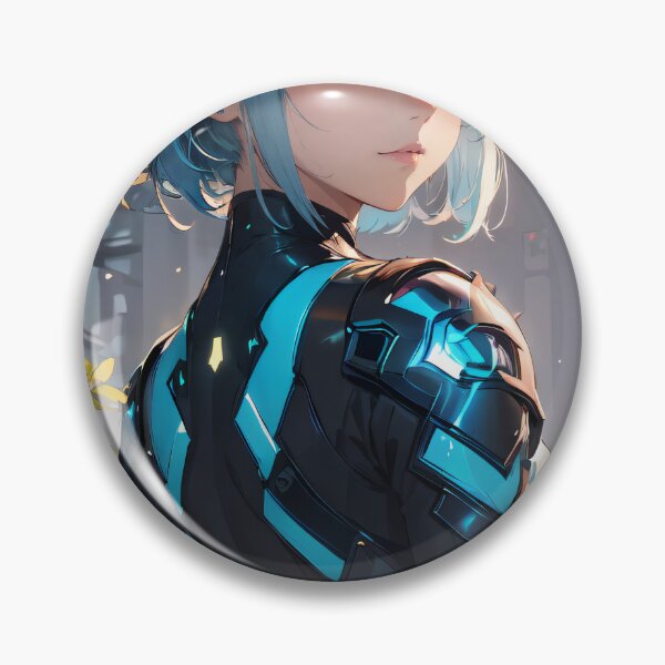Item preview, Vibrant-haired anime girl in a futuristic cyber bodysuit designed and sold by Comethri.