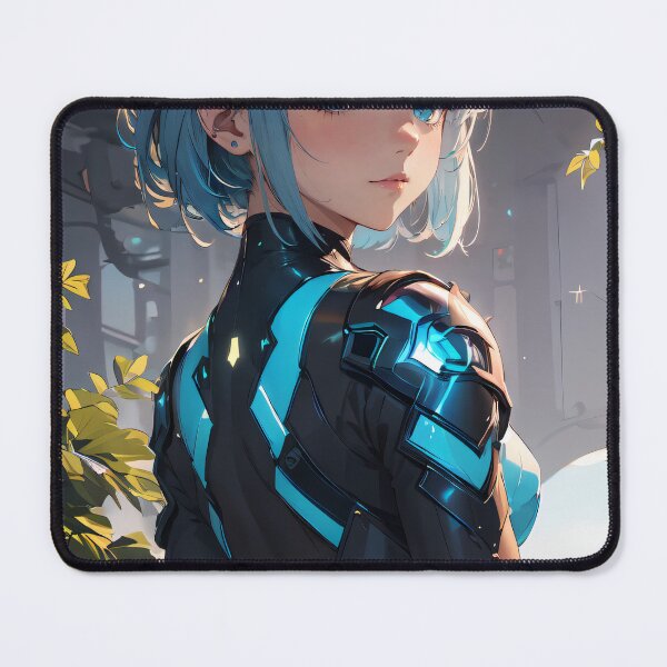 Item preview, Vibrant-haired anime girl in a futuristic cyber bodysuit designed and sold by Comethri.