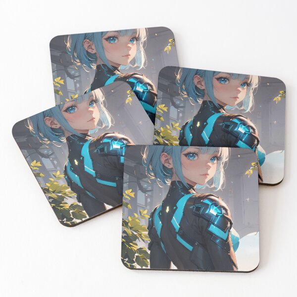 Item preview, Vibrant-haired anime girl in a futuristic cyber bodysuit designed and sold by Comethri.