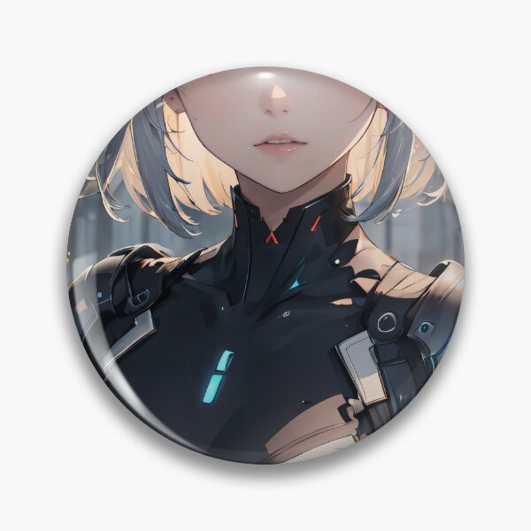 Item preview, Vibrant-haired anime girl in a futuristic cyber bodysuit designed and sold by Comethri.
