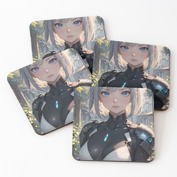 Item preview, Vibrant-haired anime girl in a futuristic cyber bodysuit designed and sold by Comethri.