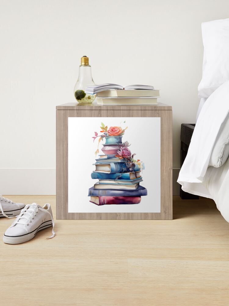 Watercolour painting of designer books Sticker for Sale by MelissaMade