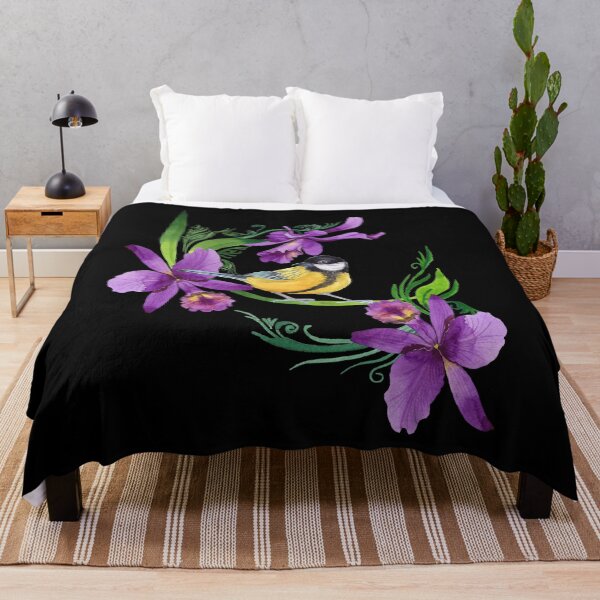 Item preview, Great Tit Paridae Bird Purple Orchid Graphic | Calmness collection designed and sold by Made by Tamar.