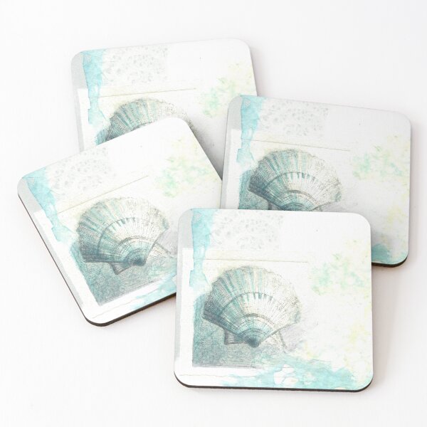 Item preview, Scallop clam sea shell in mixed media designed and sold by LisaLeQuelenec.