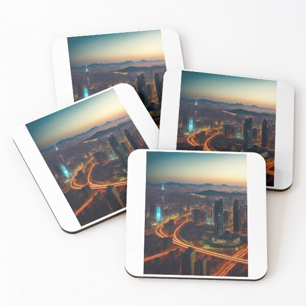 Item preview, Captivating Nightscapes: A Moody Interpretation of Seoul’s Skyline designed and sold by Places On Earth.