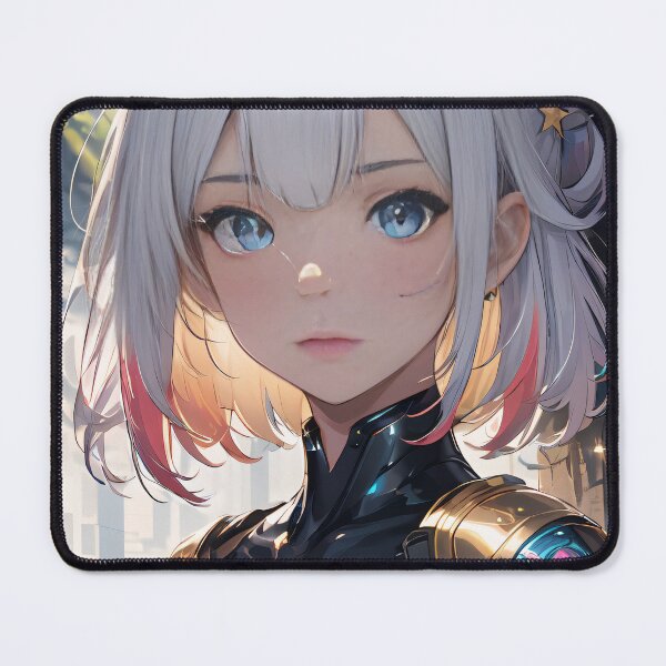 Item preview, Vibrant-haired anime girl in a futuristic cyber bodysuit designed and sold by Comethri.