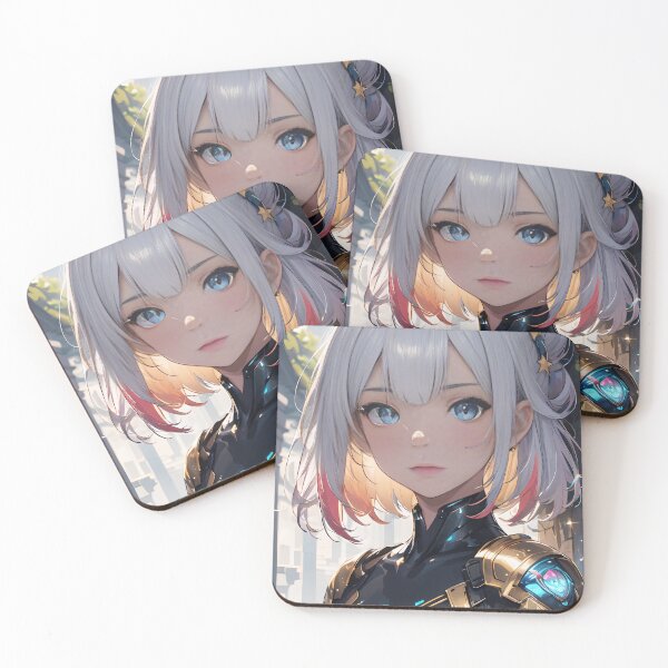 Item preview, Vibrant-haired anime girl in a futuristic cyber bodysuit designed and sold by Comethri.