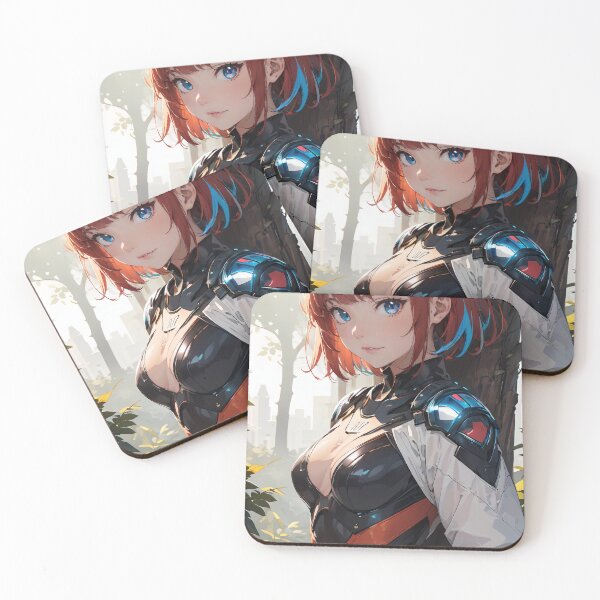 Item preview, Vibrant-haired anime girl in a futuristic cyber bodysuit designed and sold by Comethri.