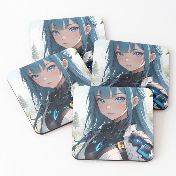 Item preview, Vibrant-haired anime girl in a futuristic cyber bodysuit designed and sold by Comethri.
