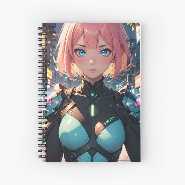 Item preview, Vibrant-haired anime girl in a futuristic cyber bodysuit designed and sold by Comethri.