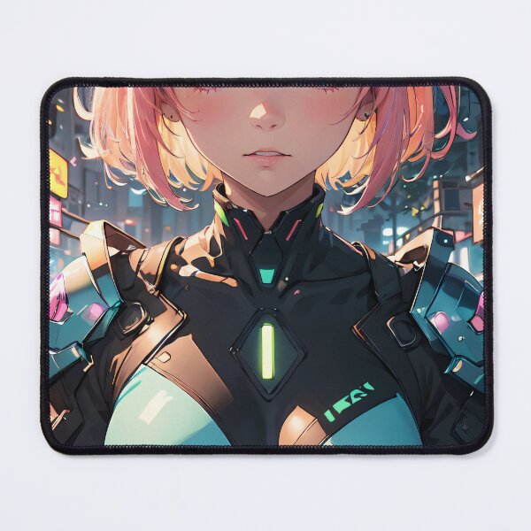 Item preview, Vibrant-haired anime girl in a futuristic cyber bodysuit designed and sold by Comethri.
