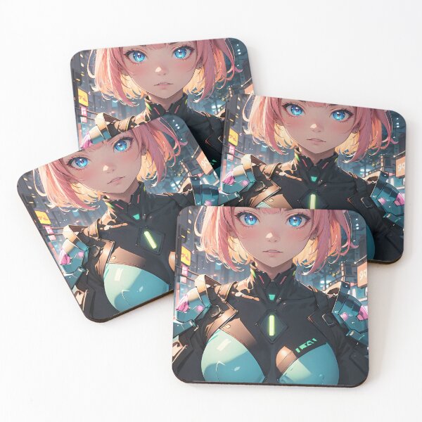 Item preview, Vibrant-haired anime girl in a futuristic cyber bodysuit designed and sold by Comethri.